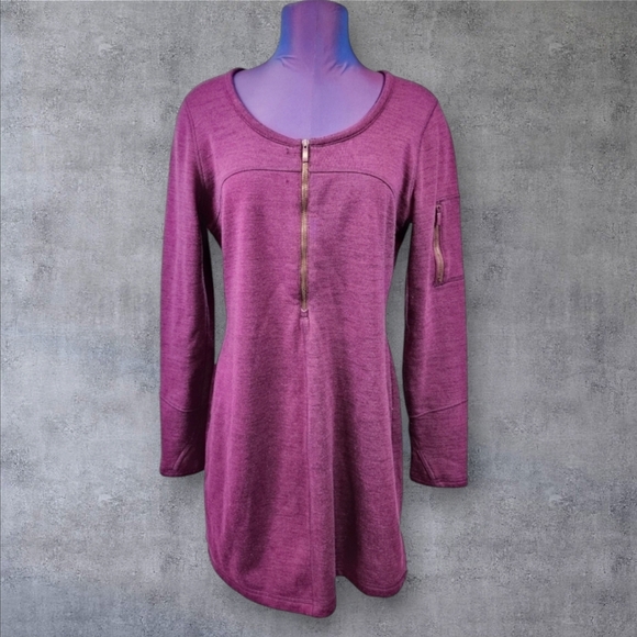 Athleta Dasher Wool Fushia Sheath Dress Long Sleeve Size Large Women's - Picture 1 of 12